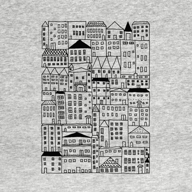 Cityscape Doodle Drawing, City Girl Gift Idea by annagrunduls